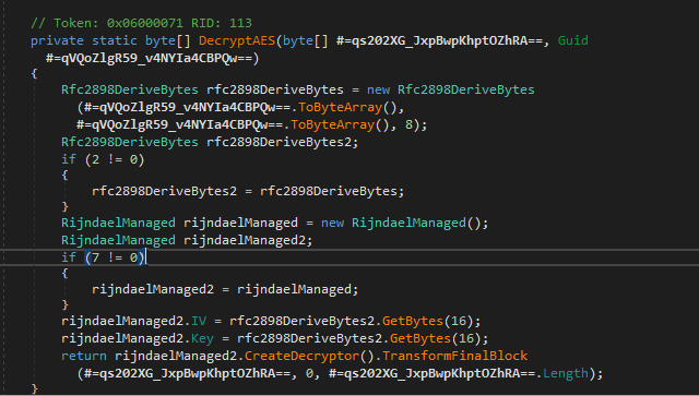AES decryption routine using Rfc2898DeriveBytes and RijndaelManaged