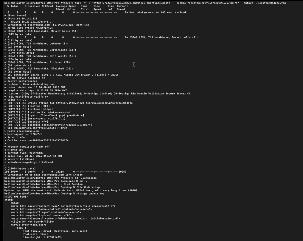 C2 server returning 404 response